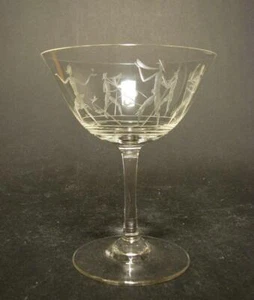 Gral-Glas Sektschale mit Schliff B543 DIANA. Entwurf K. Habermeier, um 1935. - Bild 1 von 5