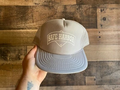 Safe Harbor Snapback Hat VTG Foam Front Rope Cap Trucker Gray White Adult Mens - Image 1 of 4