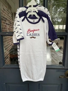 Hudson Baby Infant Boy Cotton Long-Sleeve Gowns 3pk, 0-6 Months - Picture 1 of 5