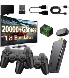 4K Retro Game Console Plug&Play 20000+ Video Game Stick+2x Wireless Controllers - Picture 1 of 5