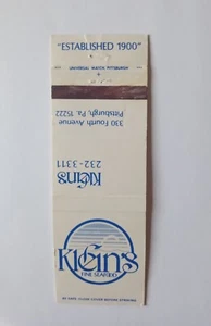 Kleins Seafood Pittsburgh PA Matchbook Cover - Bild 1 von 1