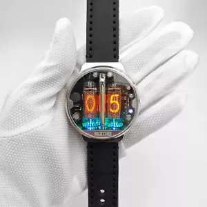 Steampunk Nixie Tube seltene Armbanduhr Nixoid Next (Metall, Saphir, Spritzres) - Bild 1 von 10