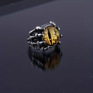 Men's Skull Eyeball Ring Stainless Steel Retro Dragon Claw Evil Devil Punk Gift - Picture 1 of 5