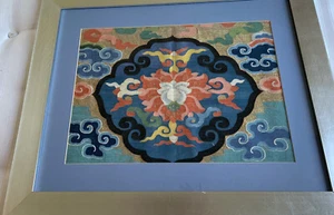 Antike chinesische Seidenstickerei Kesi Panel Textil Wandteppich gerahmt 23" x 28" - Bild 1 von 6