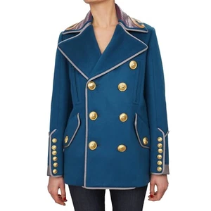 DSQUARED2 Royal Military Style Wool Coat Jacket Golden Button Blue 12352 - Picture 1 of 5