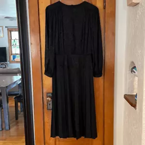 Vestido Vintage Gótico Negro Seda Floral Mangas Largas Plisado EE. UU. 12 - Imagen 1 de 8