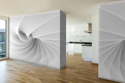 Белая спальня настенные обои 144 x 100 дюймов фото стены завитки абстрактный 3D - Изображение 1 из 4