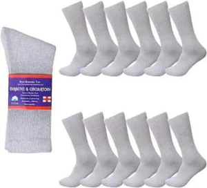 3 6 12 Pairs Men Women Circulatory Health Diabetic Crew Socks 9-11 10-13 13-15 - Picture 1 of 12