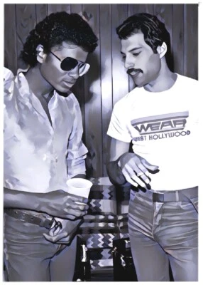FREDDIE MERCURY & MICHAEL JACKSON * ACEO personalizado * Divertido * ARTISTA MUSICAL * Cartão de arte - Imagem 1 de 2