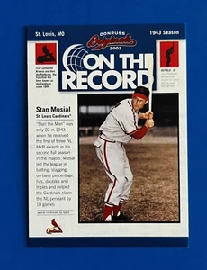 2002 Donruss Originals Stan Musial On the Record Insert Card #OR-12; #d /800 - Picture 1 of 2