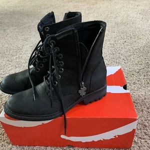 mark nason women boots black leather size 7 - Picture 1 of 11