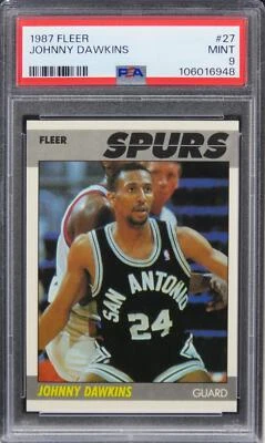1987 Fleer Johnny Dawkins ROOKIE RC #27 PSA 9 MINT - Image 1 of 2