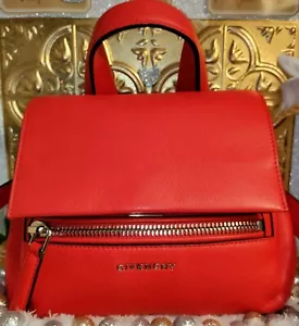 Auth💥LNC💥Givenchy Paris Small Pandora Pure Flap Bag in Medium Red with Silver - Bild 1 von 24