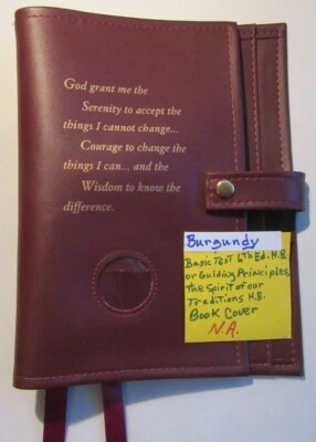 Narcotics Anonymous NA 6th Basic Text How and Why Burgundy RED Double Book Cover - Image 1 of 4