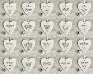 East of India Porcelain Hanging Round Heart Keepsake with Sentiment - Free P&P - Picture 1 of 21