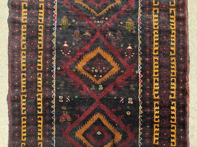 ALFOMBRA ORIENTAL AZUL VINTAGE 4x6 anudada a mano antigua corredor azul marino oscuro 4x7 Foto 1 de 4