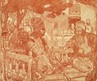  125 year old Frank Brangwyn lithograph engraving 'The Story' 1896