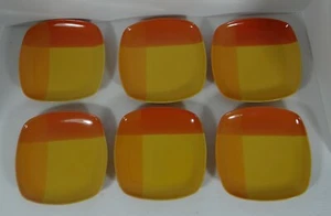 222 Fifth Color Blocks Bread Butter Plates Set of 6 Square Red Yellow - Picture 1 of 6