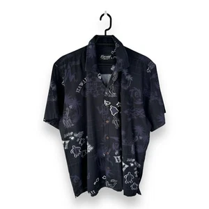 Favant Hawaiian Shirt Extra Large Men's Black Purple Turtle Short-Sleeved Aloha - Picture 1 of 9