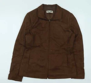 Gary Webber Womens Brown Geometric Jacket Size 10 Zip - Picture 1 of 12