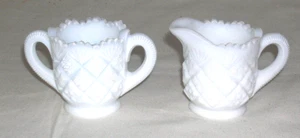 Crema de vidrio de leche infantil Westmoreland vintage y patrón de pulgar de azúcar abierto - Imagen 1 de 7