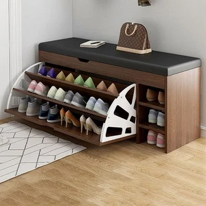 Scarpiera con Seduta Imbottita – Panca Porta Scarpe Salvaspazio in Legno con C - Foto 1 di 6