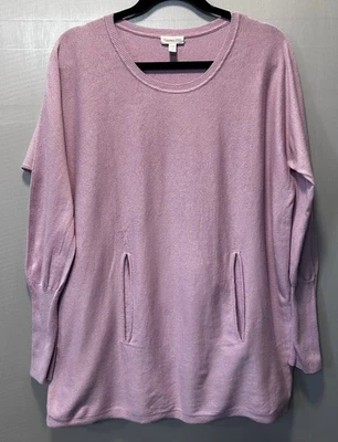 Garnet Hill Organic Cotton Pocket Detail Lavender Sweater Size M - Image 1 of 4