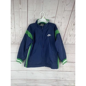 Nike Navy Blue/green Windbreaker Full Zip Jacket Sz S 4-6 Youth Kids - Picture 1 of 4