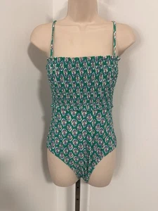 J. Crew Talla S Traje De Baño Floral Verde Azul Top Calado - Imagen 1 de 3