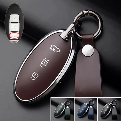 Funda de aleación de cuero para llave de coche para Nissan Titan Pathfinder Rogue Qashqai Juke Foto 1 de 4