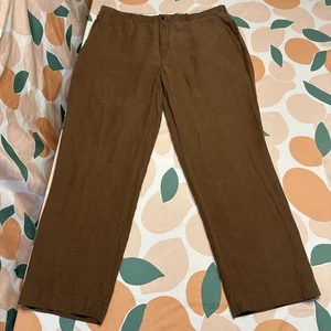 VINTAGE Polo Ralph Lauren Linen Silk Chino Pants Men's 40/32 (40x31) Brown - Picture 1 of 14