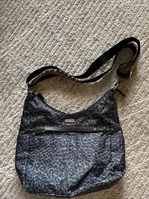 Baggallini Gray Black Leopard Cheetah Crossbody Shoulder Bag Purse Pockets Nylon - Image 1 of 2