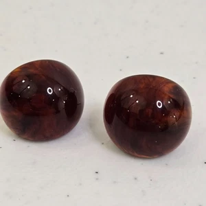 J Crew Made In Italy Browns Chunky Rounded Lucite Retro Earrings Faux Amber - Picture 1 of 7
