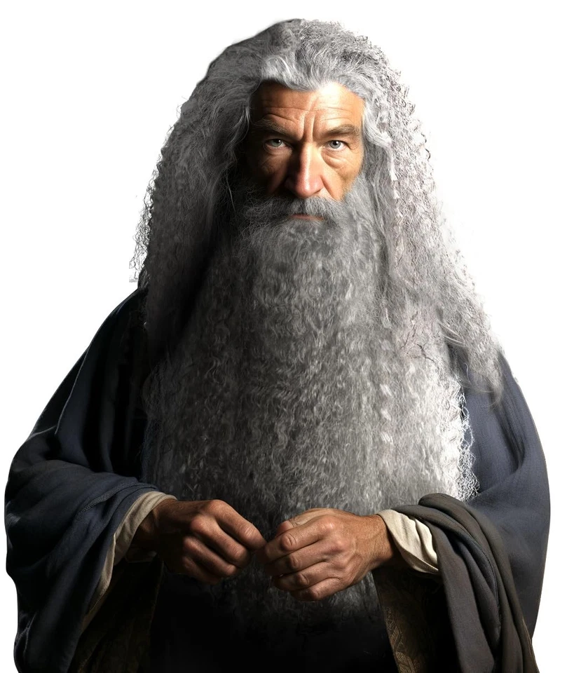 Grey Wizard Beard And - Halloween Funny Father Time Costume Accessory for Adults - Image 1 of 4