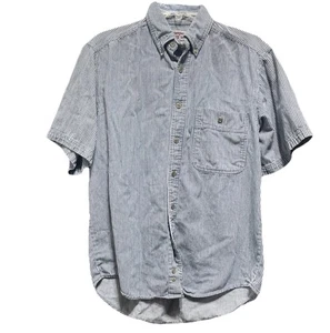 Wrangler Blue Striped Short Sleeve Button Up Men’s Shirt Size Medium - Picture 1 of 5