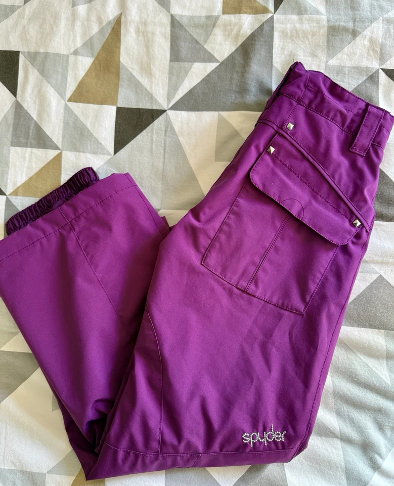 Pantalones de snowboard Spyder talla 8 jóvenes niñas morados Foto 1 de 4