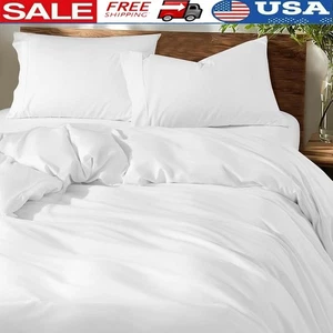 100% Cotton King Duvet Cover 600 Thread Count Sateen W/ Zipper Corner Ties New - Picture 1 of 5