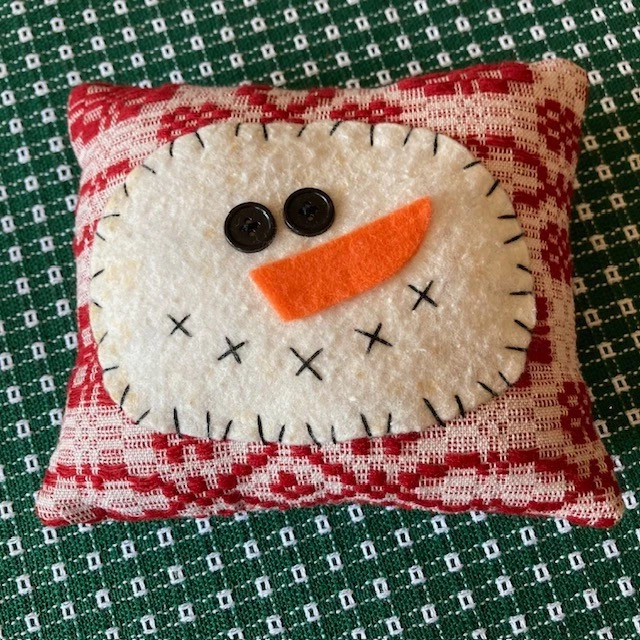 Primitive Coverlet Snowman Face Pillow Tuck - Image 1 of 1
