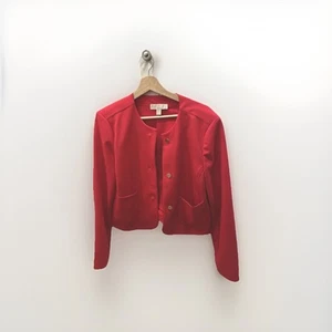 Michael Kors Hot Pink Women’s Blazer MK Logo Button Hardware Cute Rare Jacket - Picture 1 of 9