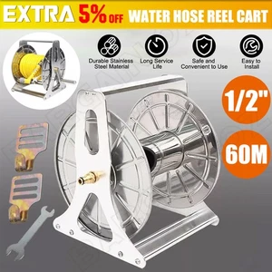Large Stainless Steel Garden Hose Reel Cart Portable Pipe Holder Heavy Duty Rack - Picture 1 of 12