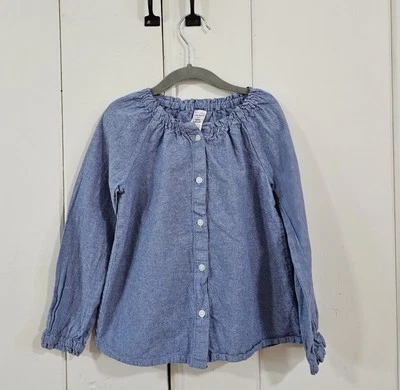 Carter's Girls Chambray Long Sleeve Peasant Top Size 6/6X - Image 1 of 3