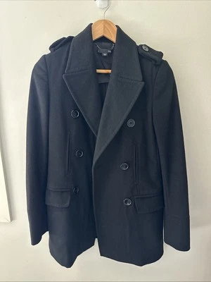 SABA Wool & Angora Pea Coat Black Size 8 - image 1 of 4