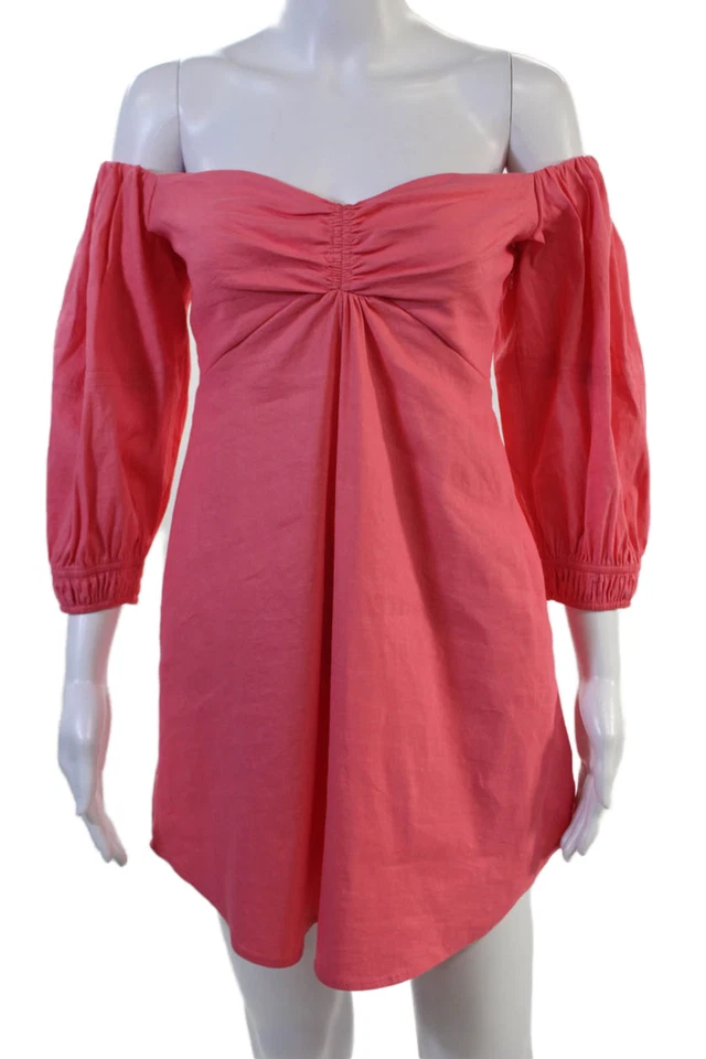 ALC Womens A-Line Mini Dress Pink 3/4 Sleeve Zip Linen Size 4 - Image 1 of 4