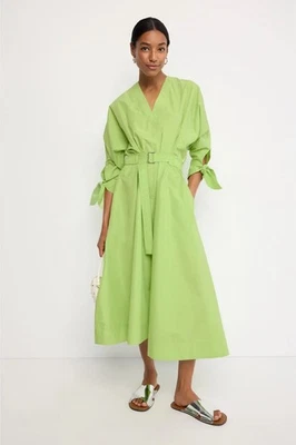 3.1 Phillip Lim $595 Poplin V Neck Midi Dress Green US Size 4 - Image 1 of 4