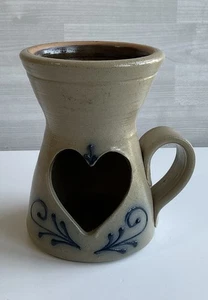 Maple City Pottery Salt Glaze Heart Shaped Tealight Wax Tart Warmer 5" - Picture 1 of 11