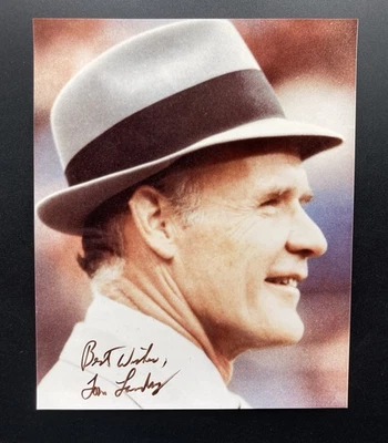 Tom Landry Signed JSA 8x10 Dallas Cowboys Football  Roger Staubach Era HOF RARE - Image 1 of 3
