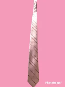 YVES SAINT LAURENT YSL LOGO PINK W/BLUE/WHITE/BLACK STRIPED MENS SILK NECKTIE - Picture 1 of 4