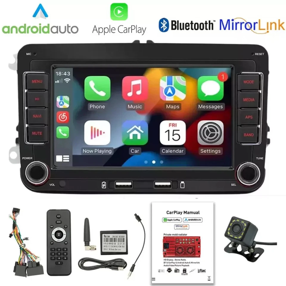 AUTORADIO 2DIN 32G ANDROID 13 CARPLAY RDS TELECAMERA PER VW GOLF 5 6 POLO PASSAT - Immagine 1 di 4