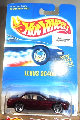 Tarjeta de coleccionista Hot Wheels 1991 azul/blanco #264 Lexus SC400 Borgoña con cromo 3 velocidades Foto 1 de 4