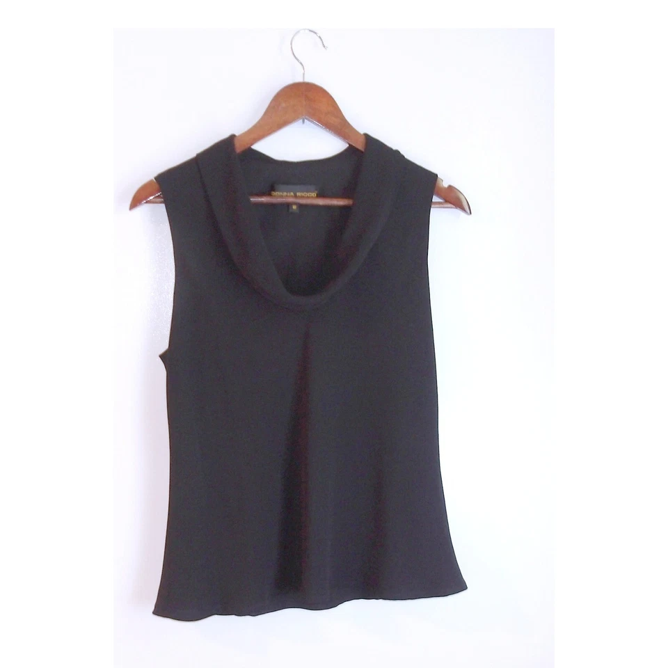 Blusa Donna Ricco Capucha Cuello Sin Mangas Elegante Top Negra Carrera Talla 10/#5308 Foto 1 de 3